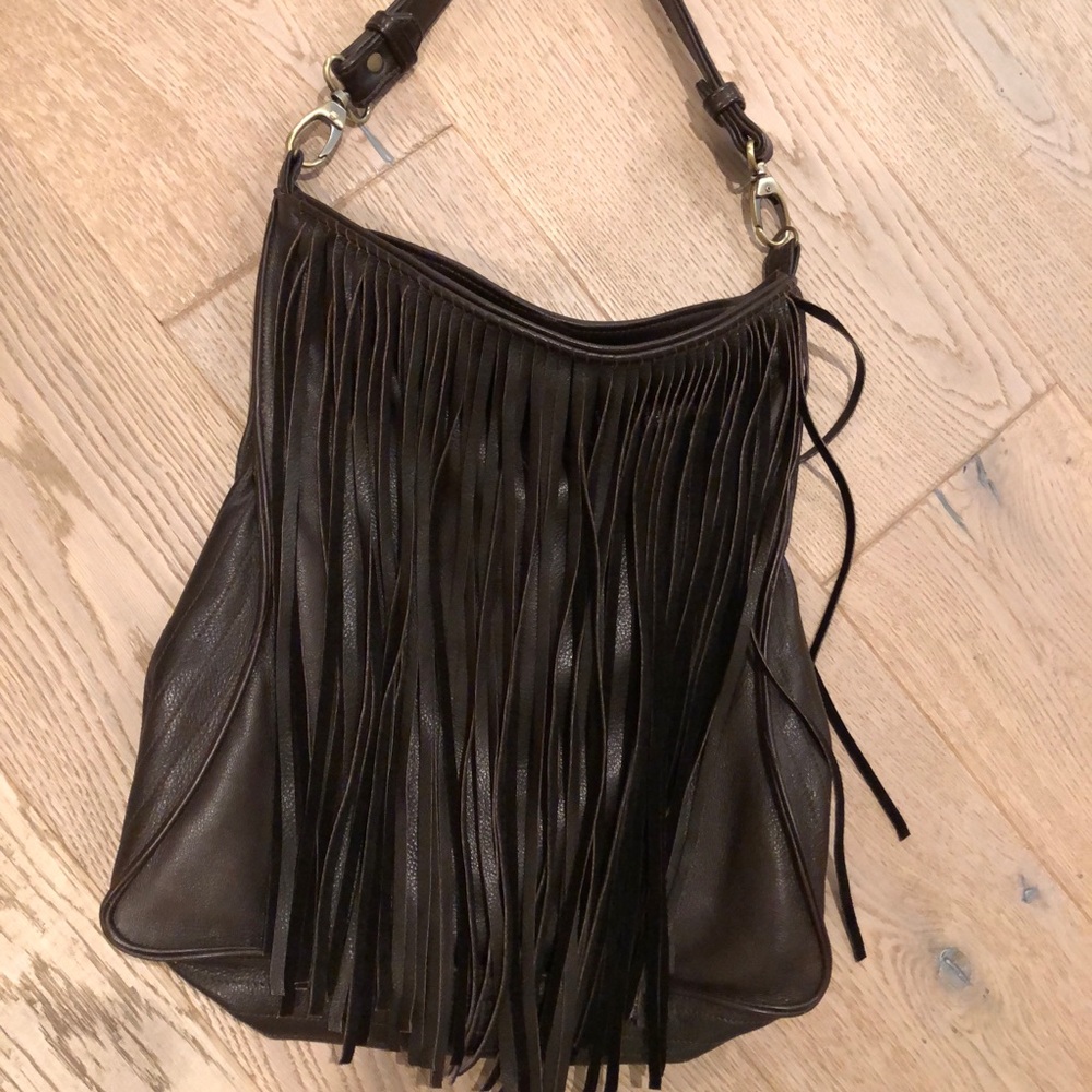 Chocolate brown kid leather bag